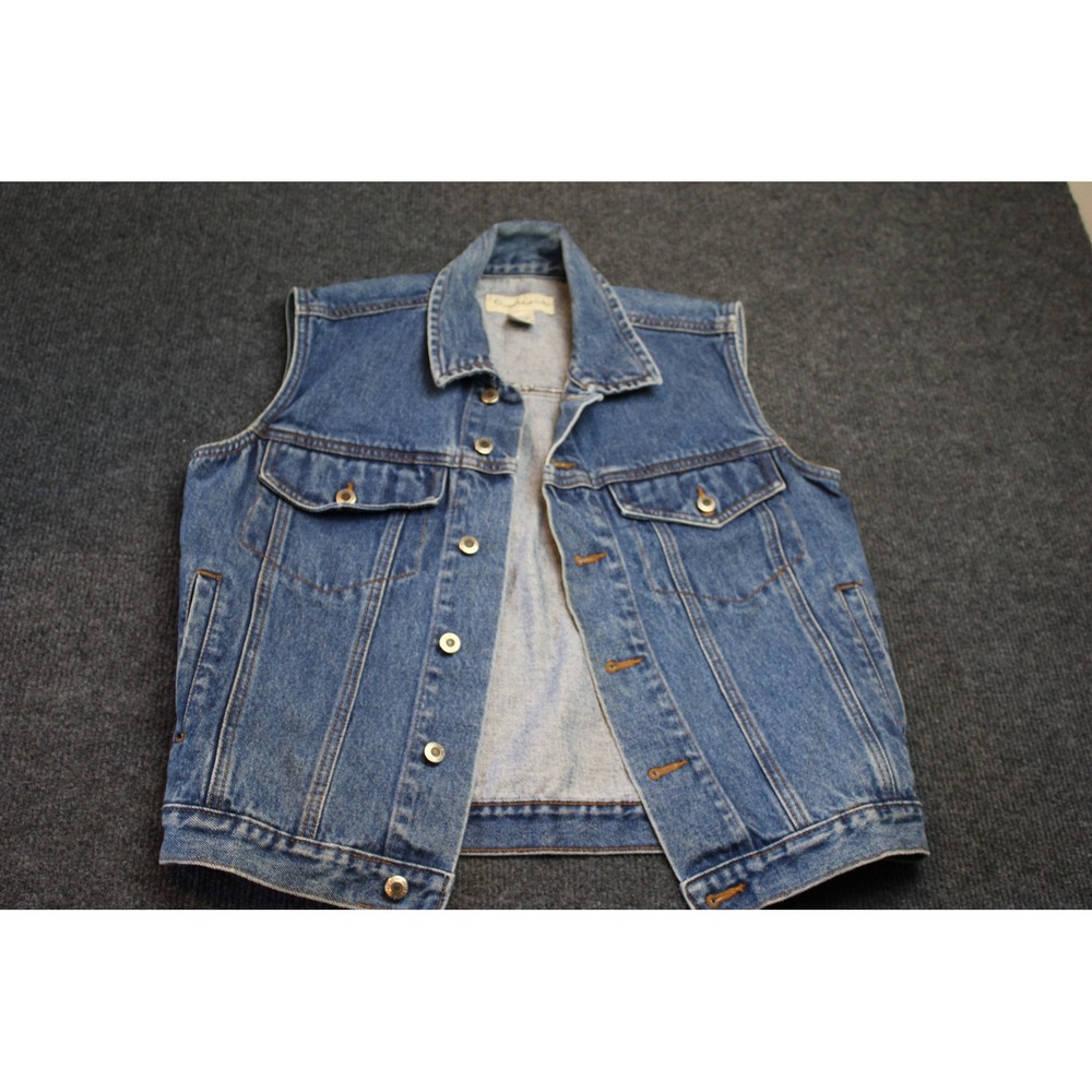 GreatLand Mens XL Denim Vest Medium Wash Blue Cotton Button Front Trucker Jacket